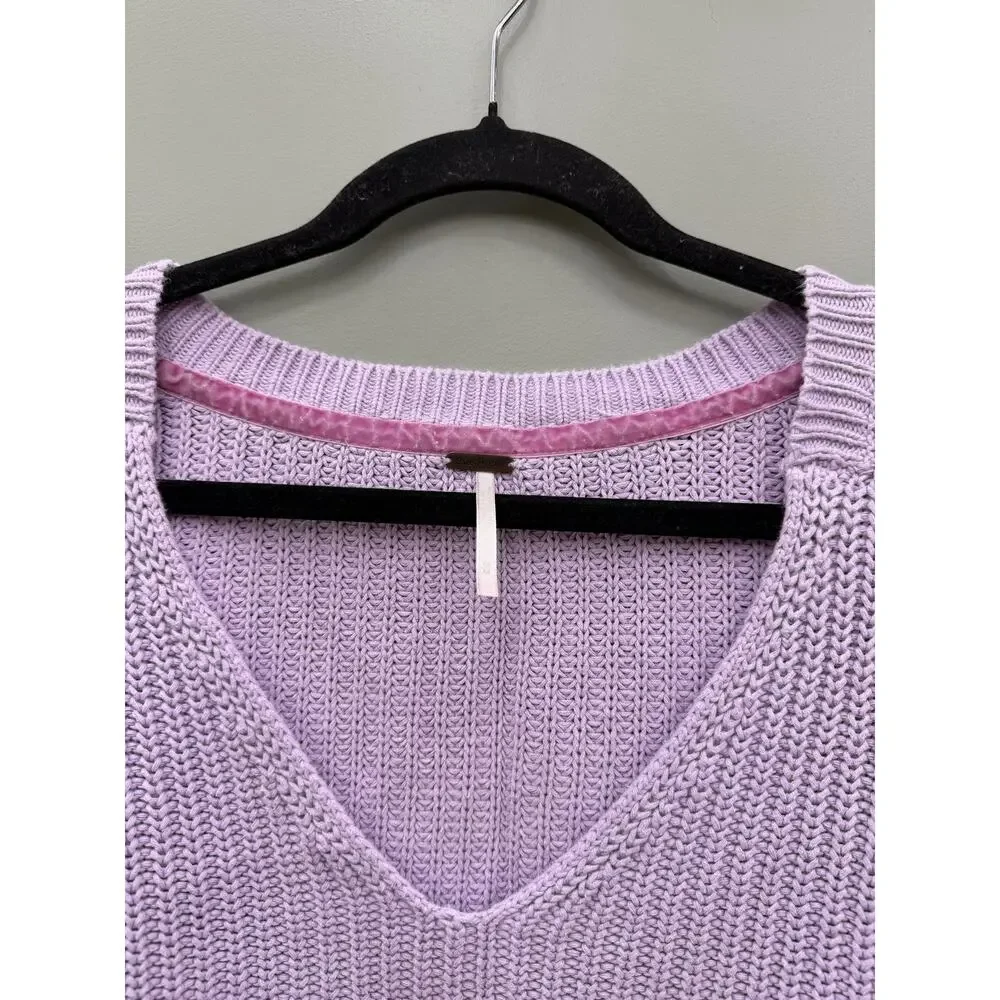 Free People Lavender Cotton Bell Sleeve Cropped Sweater Oversized M